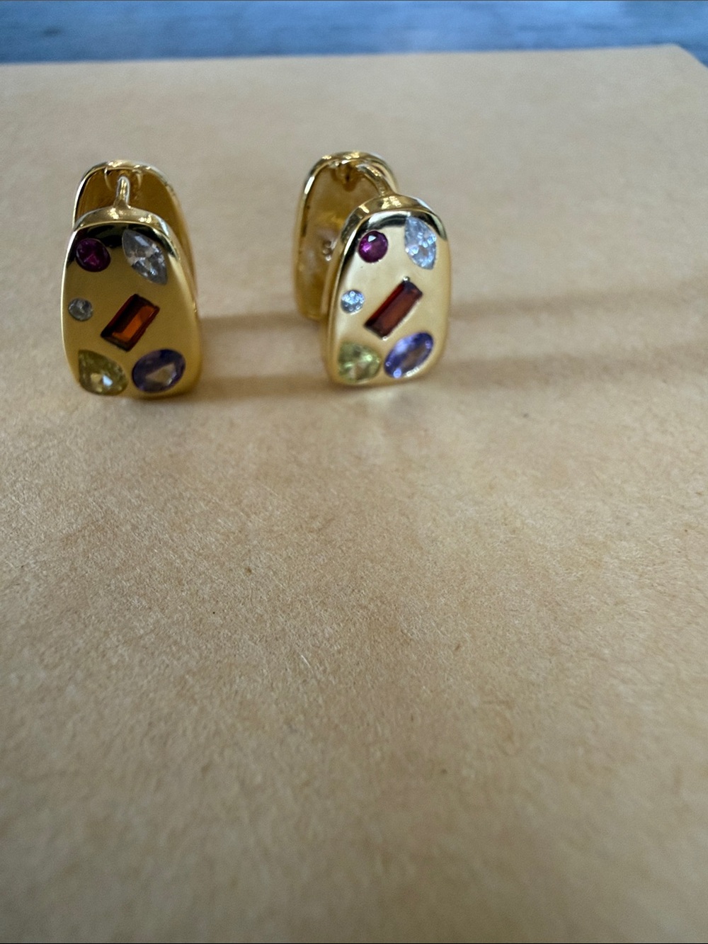 Sterling Silver Gold-Tone Multistone Earrings 925 Sterling